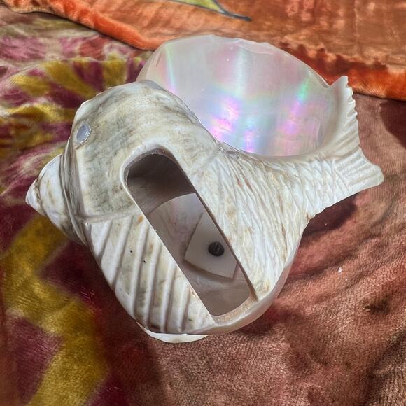 Antique Victorian Carved Shell Fish Bowl String Holder Basket Curio Salt Cellar - Picture 5 of 10